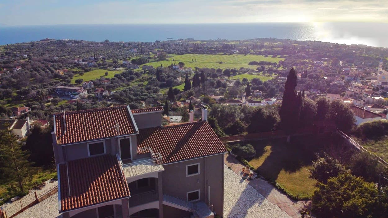 A drone image of Vivian's villa